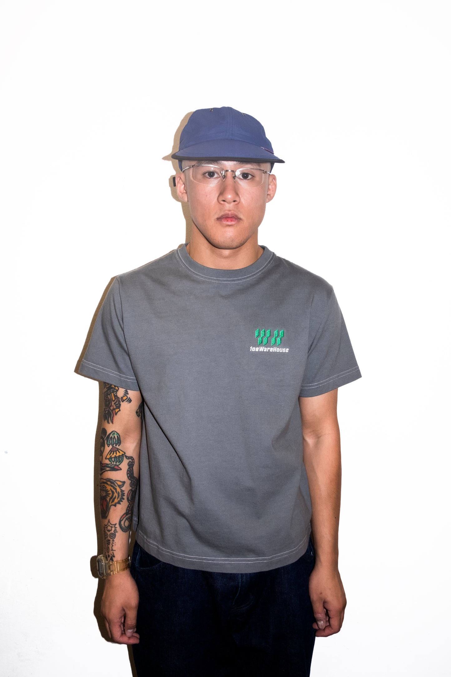 108WAREHOUSE - Contrast Stitch T-Shirt - Ash Grey