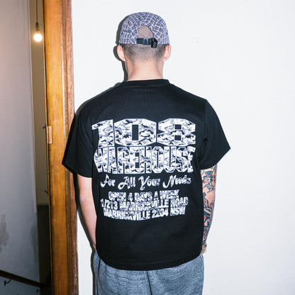 108WAREHOUSE - Black Shop T-Shirt - Camo