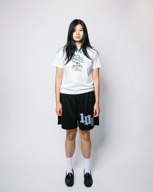 108WAREHOUSE - Big Team Logo Mesh Shorts - Black / Grey