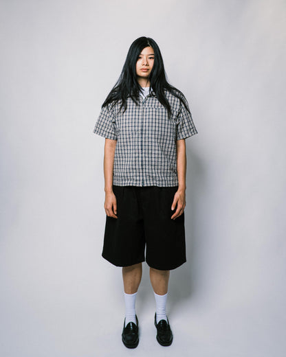 108WAREHOUSE - Seersucker SS Zip Shirt - Blueberry Plaid
