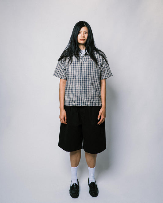 108WAREHOUSE - Seersucker SS Zip Shirt - Blueberry Plaid