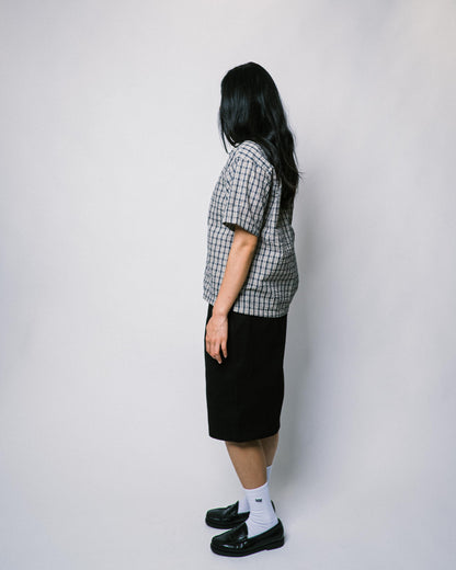 108WAREHOUSE - Seersucker SS Zip Shirt - Blueberry Plaid