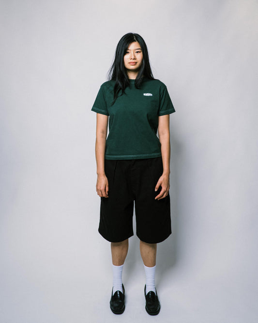 108WAREHOUSE - Contrast Stitch Heavy Logo T-Shirt - Forest Green