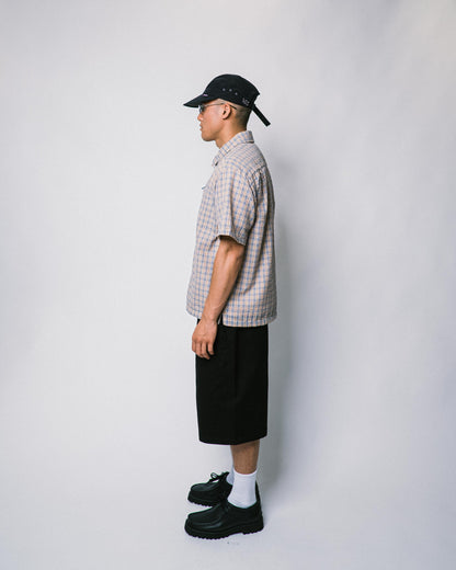 108WAREHOUSE - Seersucker SS Zip Shirt - Apricot Plaid