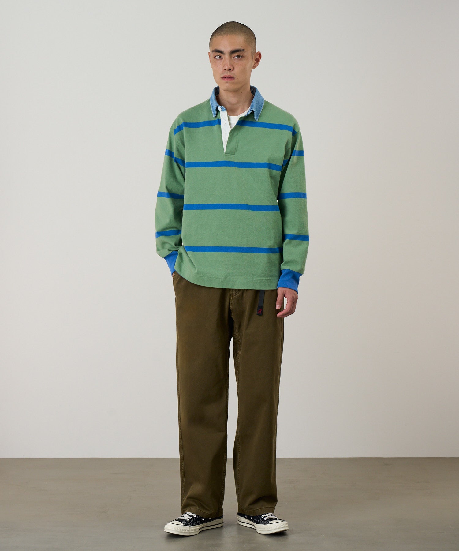 Gramicci - Langdon Rugby Shirt - Olive/Blue – 108WAREHOUSE