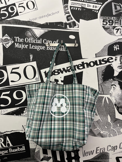 Momotoys - Bubble M Plaid Tote Bag - Green