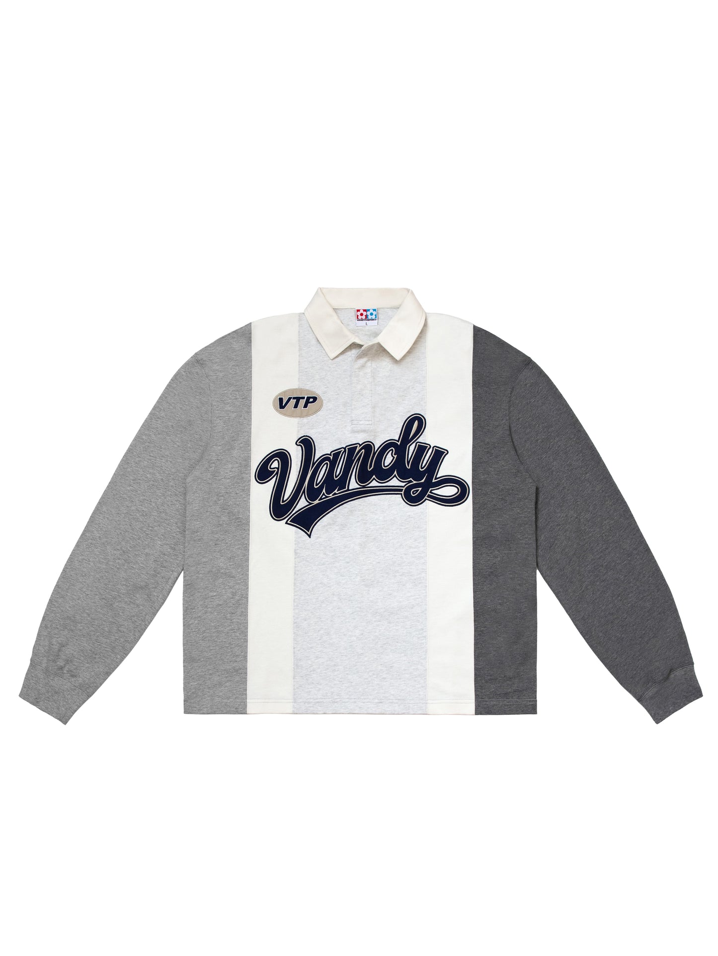 VANDYTHEPINK - Patchwork Polo L/S - Heather Grey