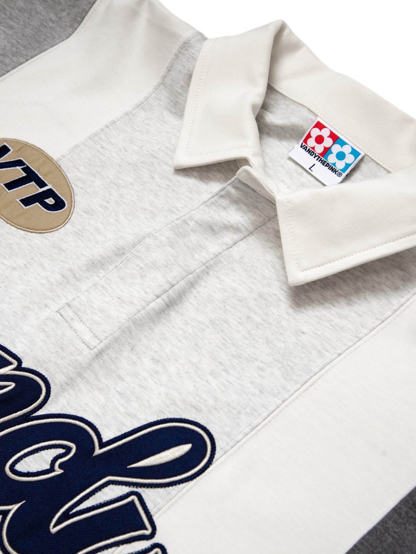 VANDYTHEPINK - Patchwork Polo L/S - Heather Grey
