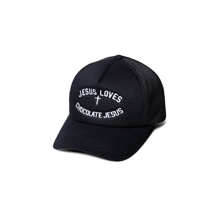 Chocolate Jesus - JESUS LOVES Trucker Hat - Black