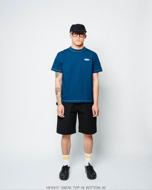 108WAREHOUSE - Contrast Stitch T-Shirt (Deep Sea Blue)