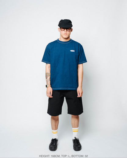 108WAREHOUSE - Contrast Stitch T-Shirt (Deep Sea Blue)