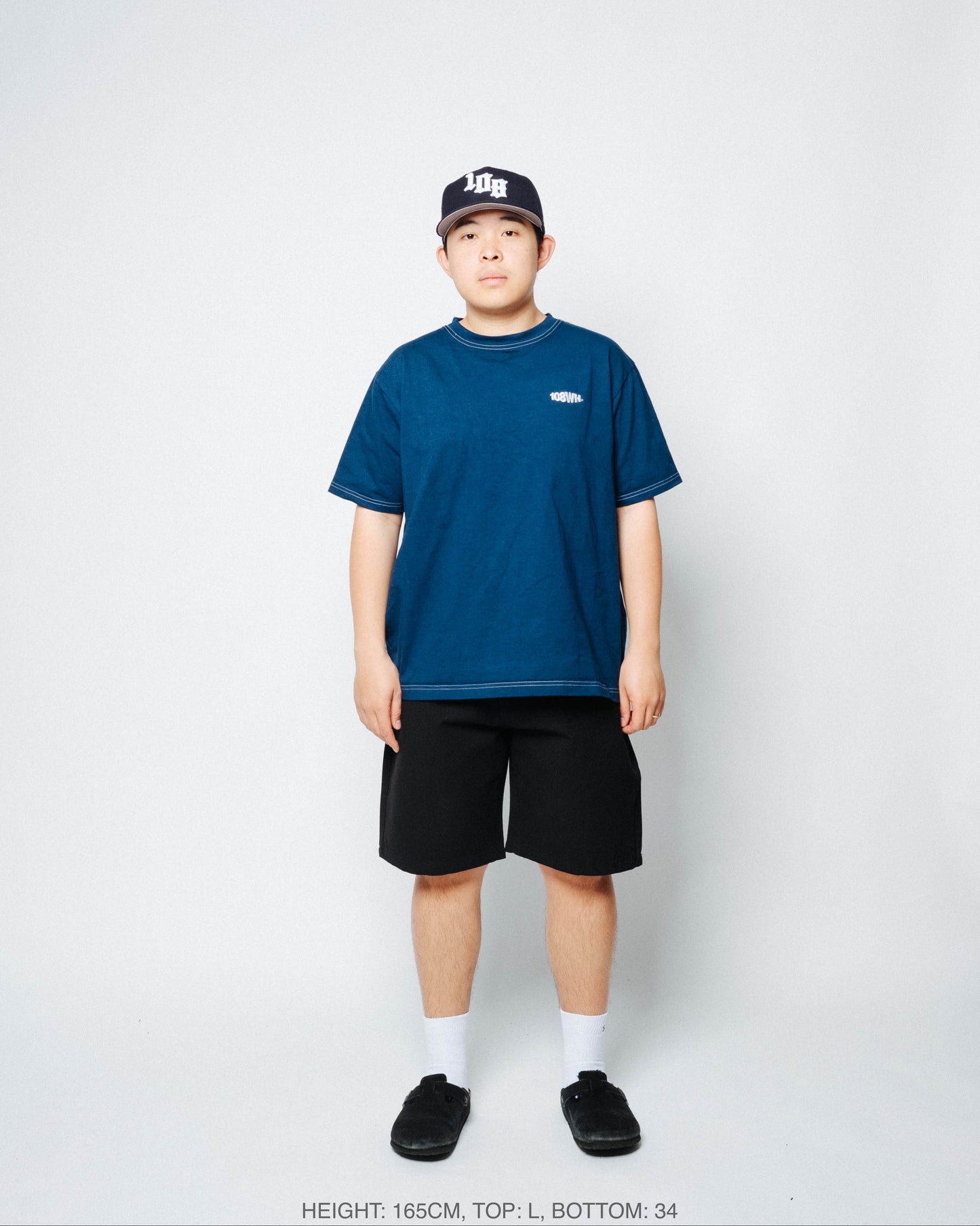 108WAREHOUSE - Contrast Stitch T-Shirt (Deep Sea Blue)