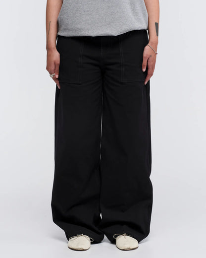 Pseushi - Loose Cut Canvas Fatigue Pant - Washed Black