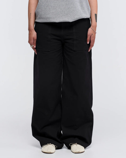 Pseushi - Loose Cut Canvas Fatigue Pant - Washed Black