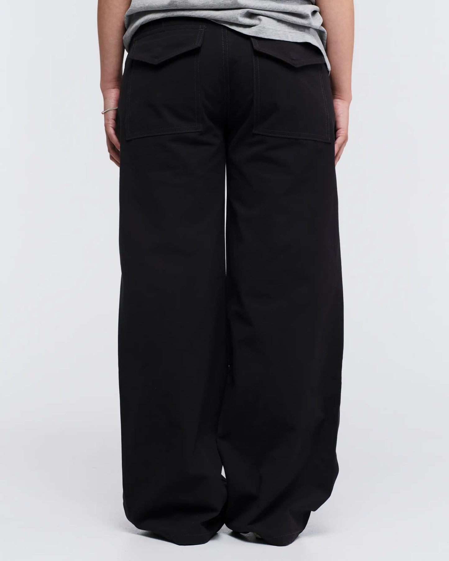 Pseushi - Loose Cut Canvas Fatigue Pant - Washed Black