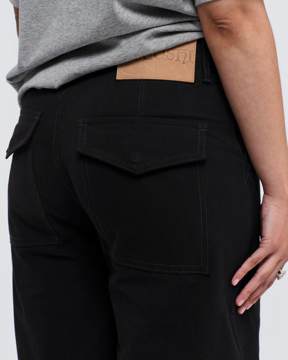 Pseushi - Loose Cut Canvas Fatigue Pant - Washed Black