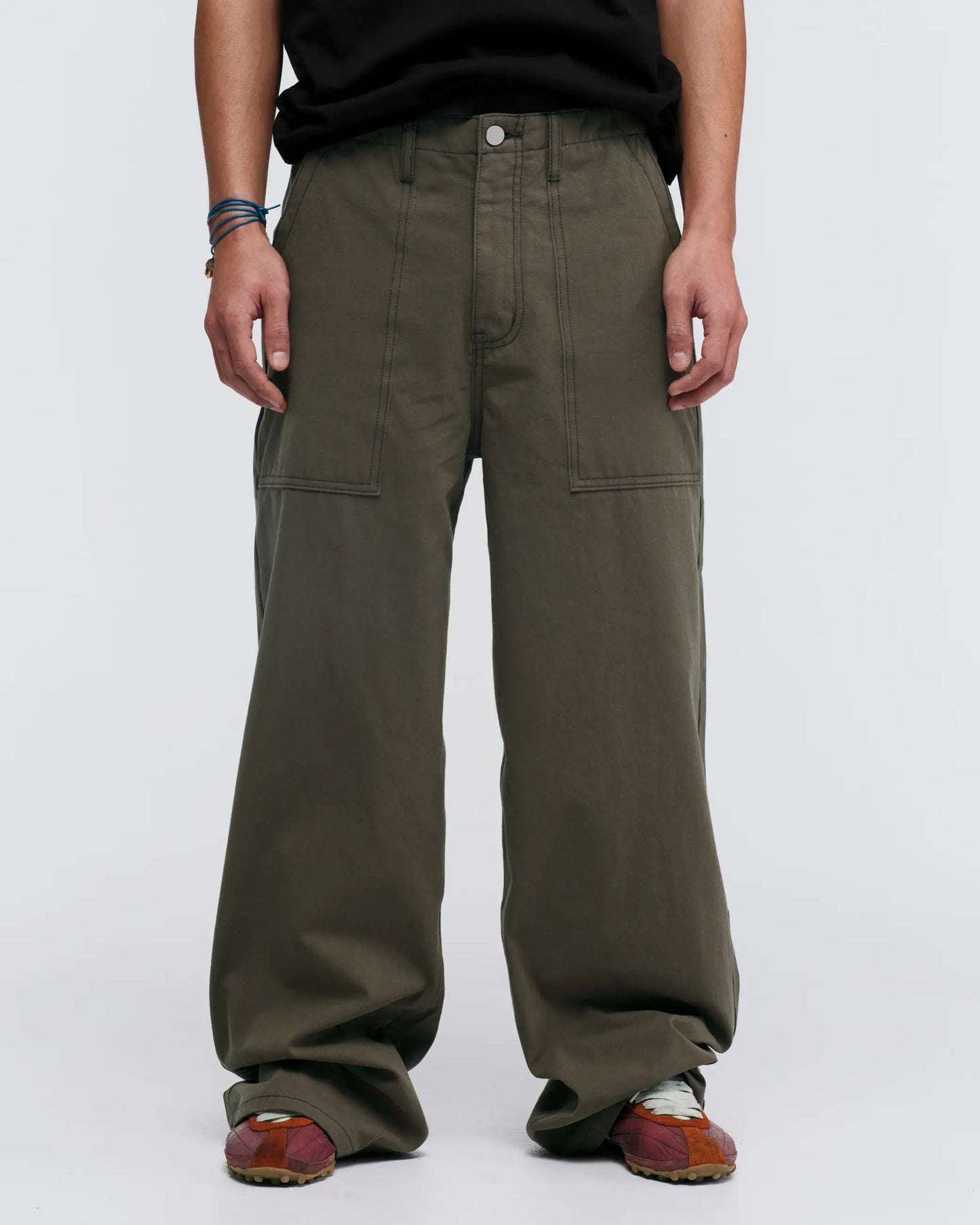 Pseushi - Loose Cut Canvas Fatigue Pant - Washed Bark