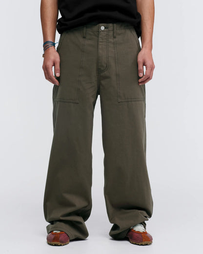 Pseushi - Loose Cut Canvas Fatigue Pant - Washed Bark