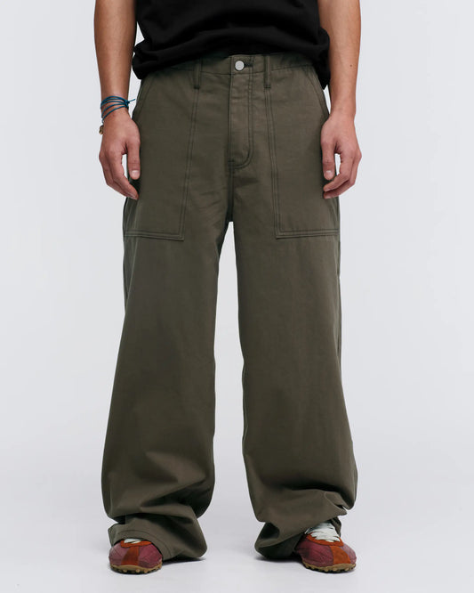 Pseushi - Loose Cut Canvas Fatigue Pant - Washed Bark