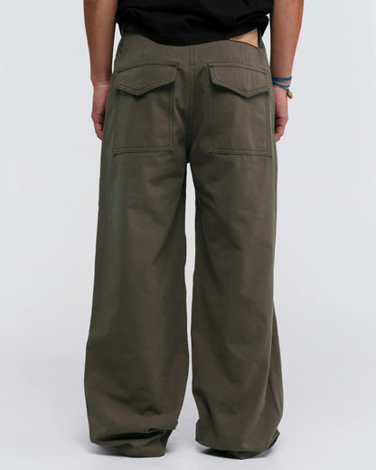 Pseushi - Loose Cut Canvas Fatigue Pant - Washed Bark