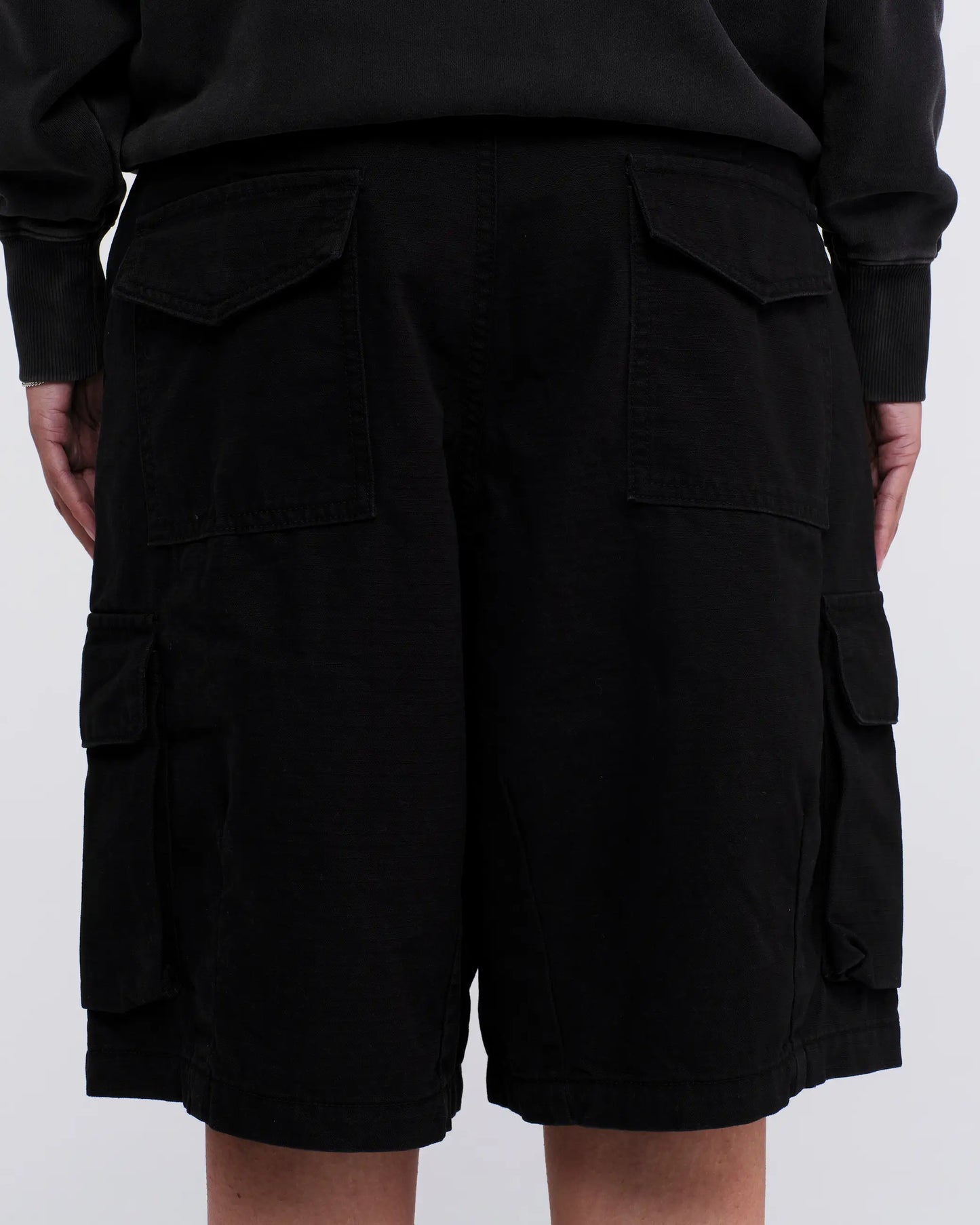 Pseushi - Cotton Ripstop Cargo Shorts - Washed Black