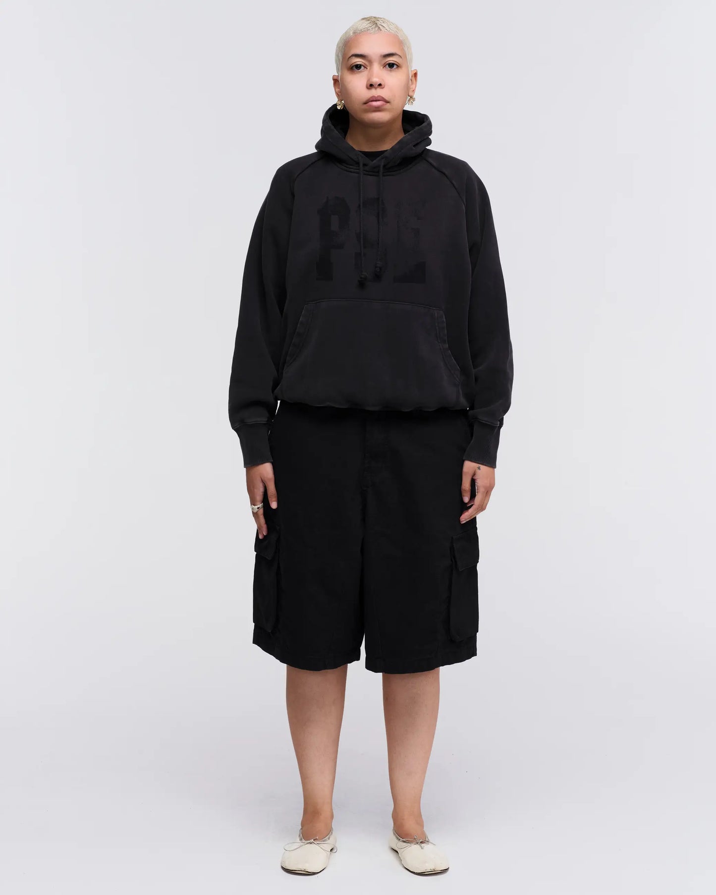 Pseushi - Cotton Ripstop Cargo Shorts - Washed Black