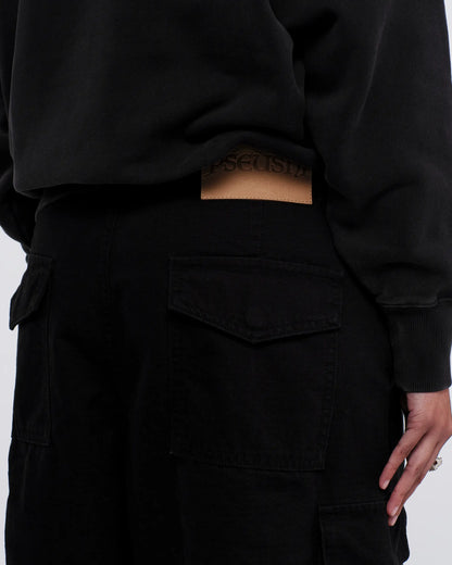 Pseushi - Cotton Ripstop Cargo Shorts - Washed Black