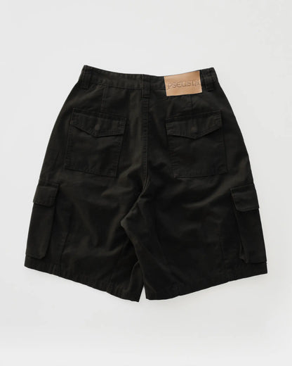 Pseushi - Cotton Ripstop Cargo Shorts - Washed Black