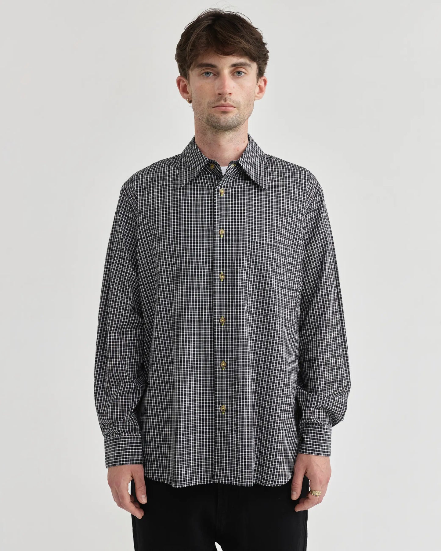 Pseushi - L/S Black Plaid Shirt