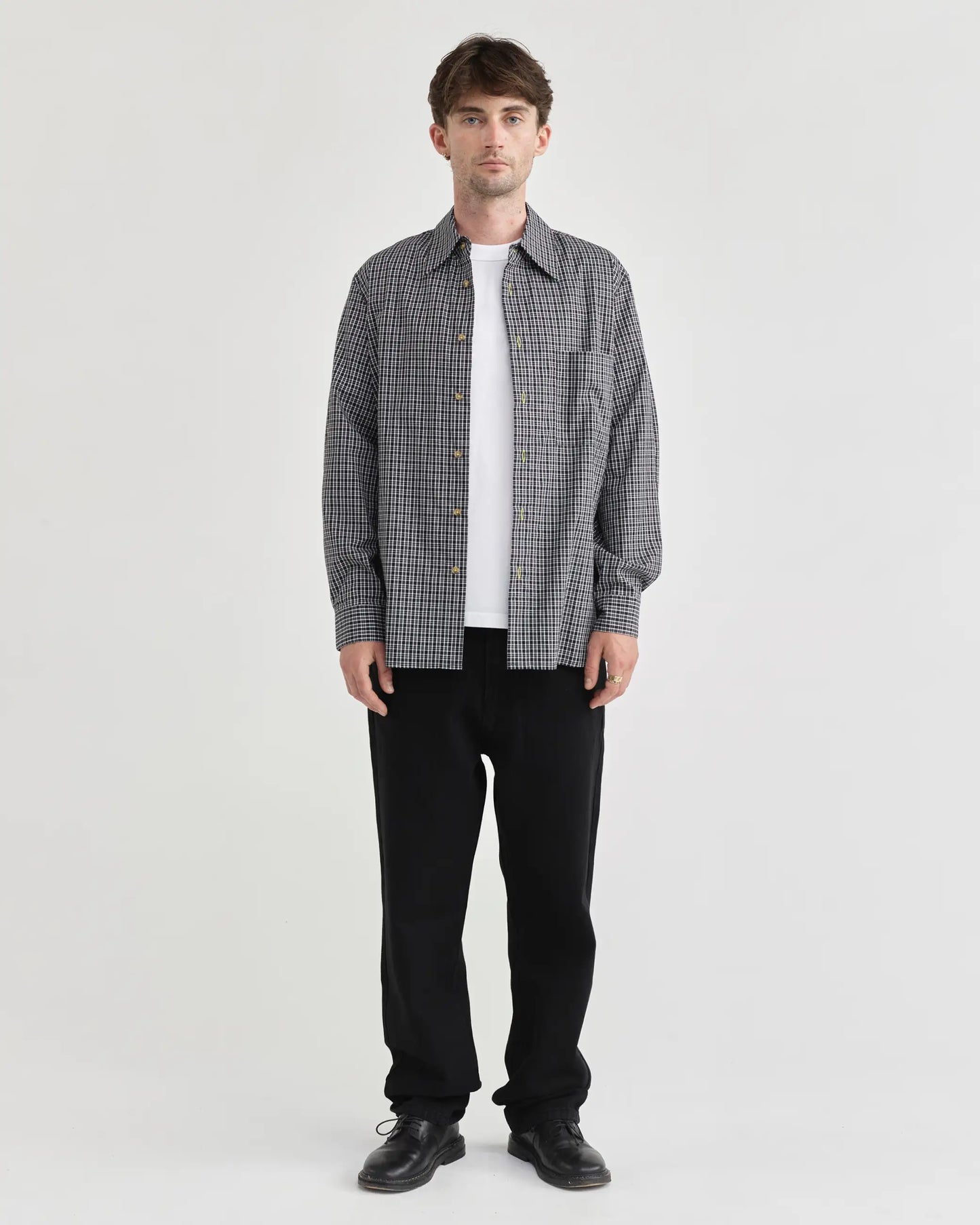 Pseushi - L/S Black Plaid Shirt