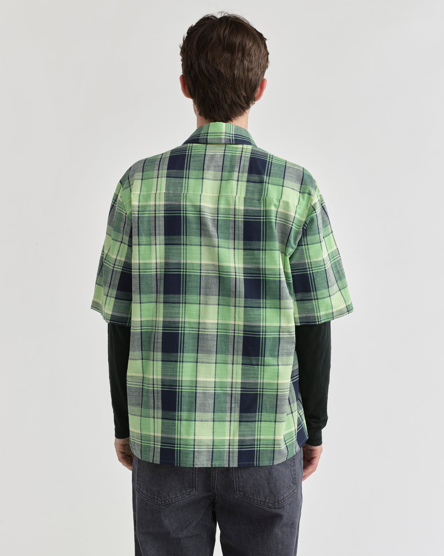 Pseushi - S/S Cottage Shirt - Navy/ Green