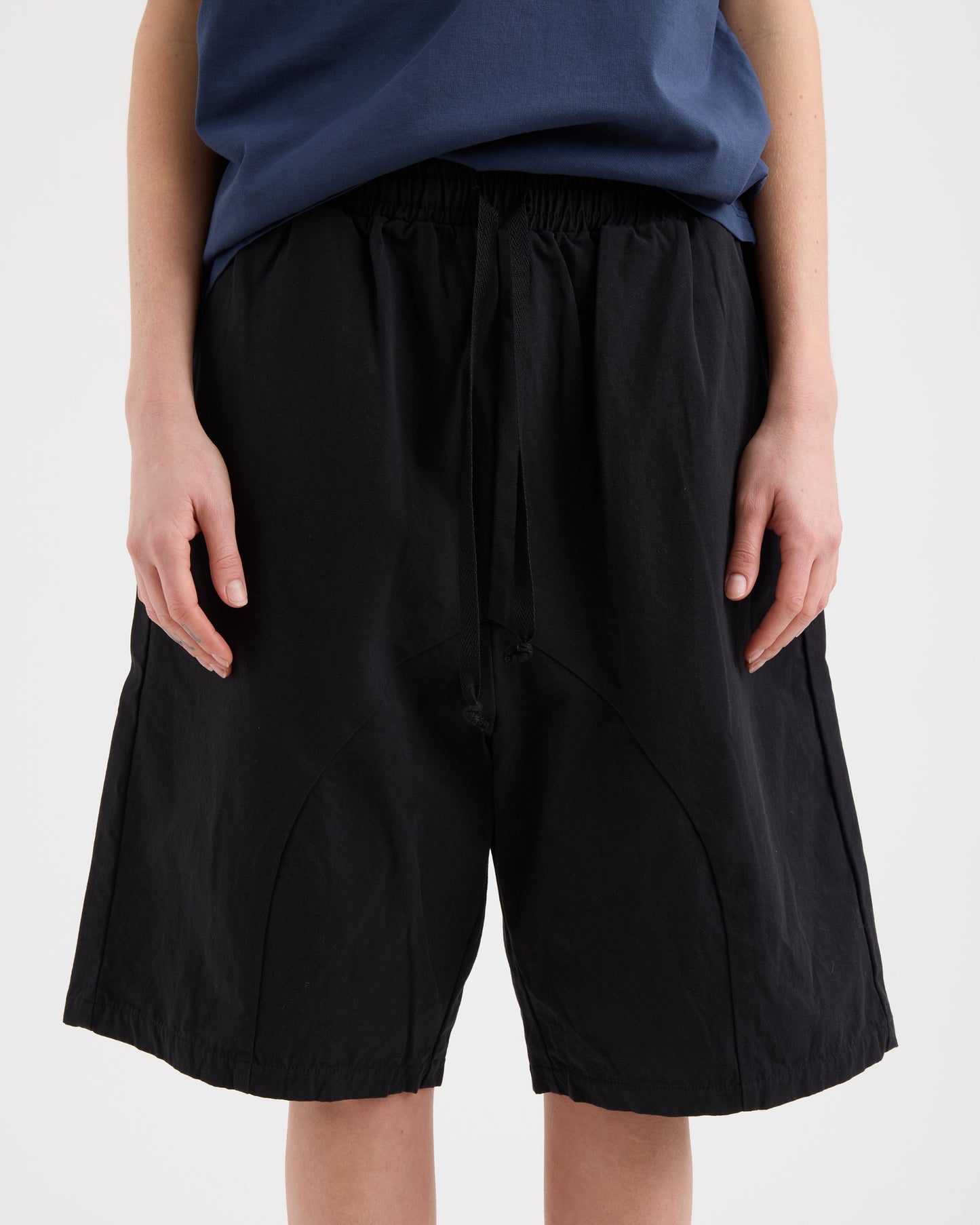 Pseushi - Elasticated Cotton Shorts - Black