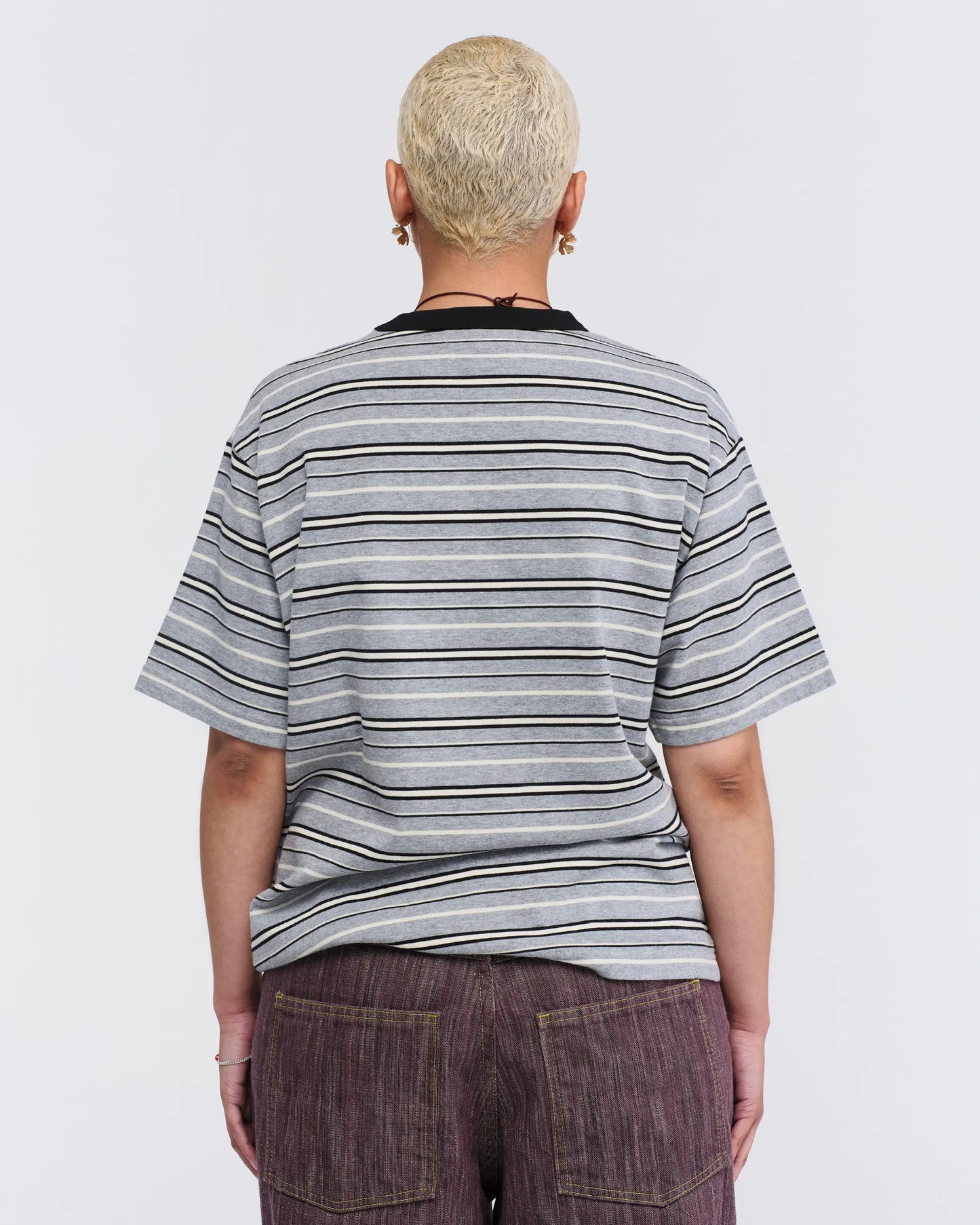Pseushi - Knitted Stripes Tee - Grey