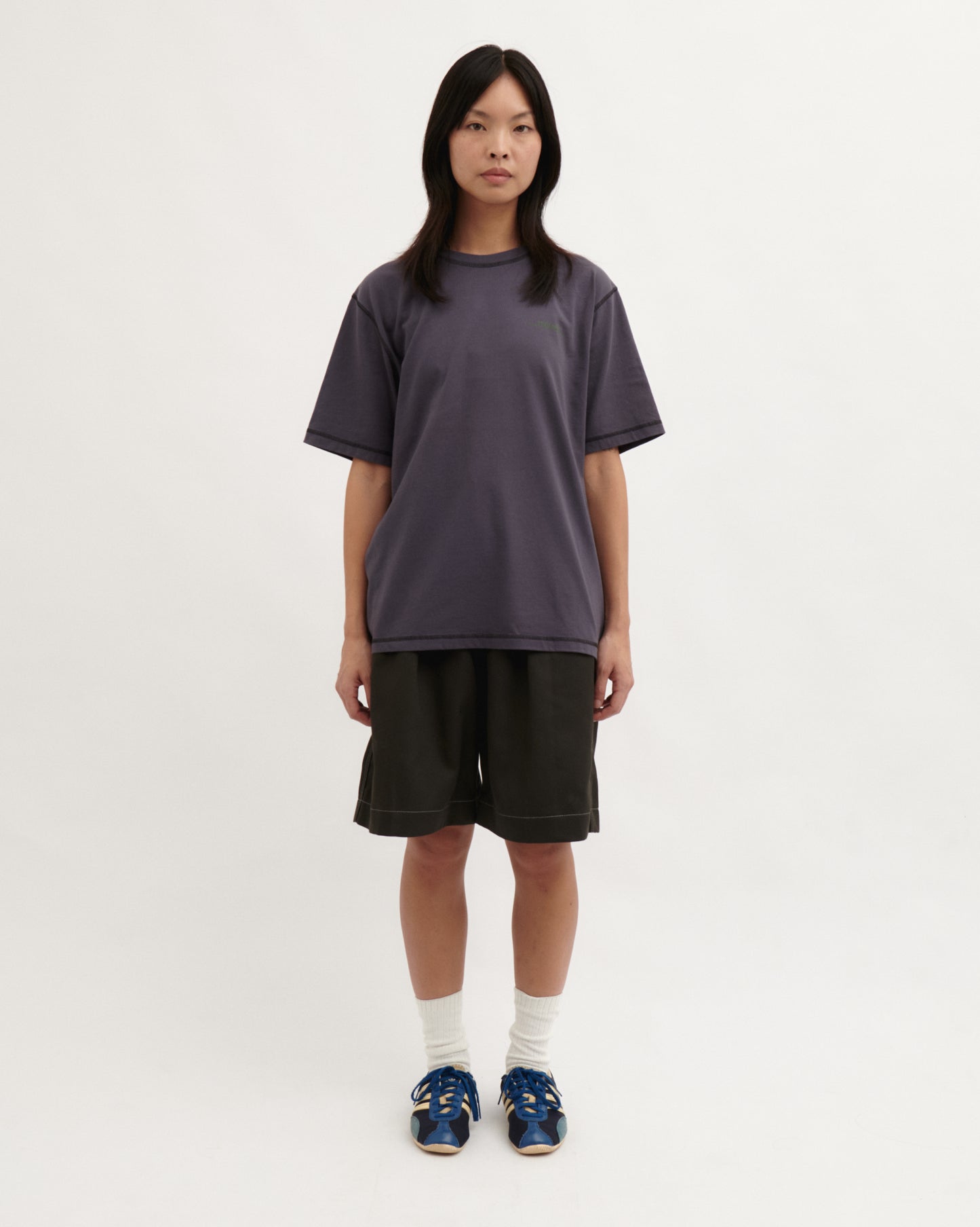 Pseushi - Contrast Stitch SS Tee - Black Currant