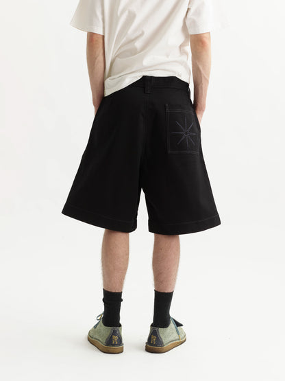 Pseushi - Pleated Oversized Shorts - Black