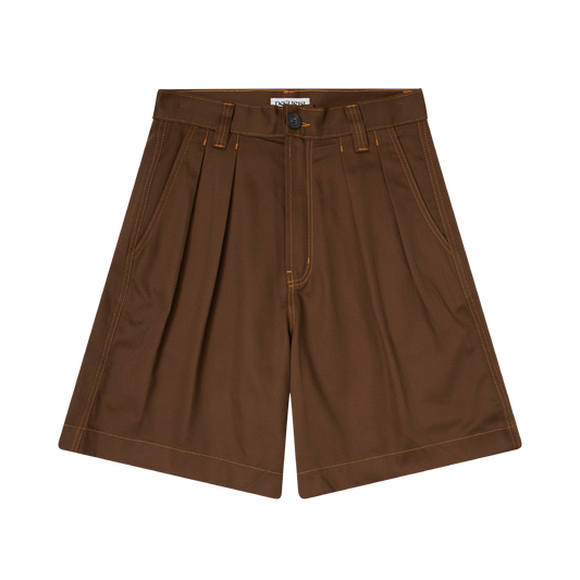 Pseushi - Pleated Oversized Shorts - Brown