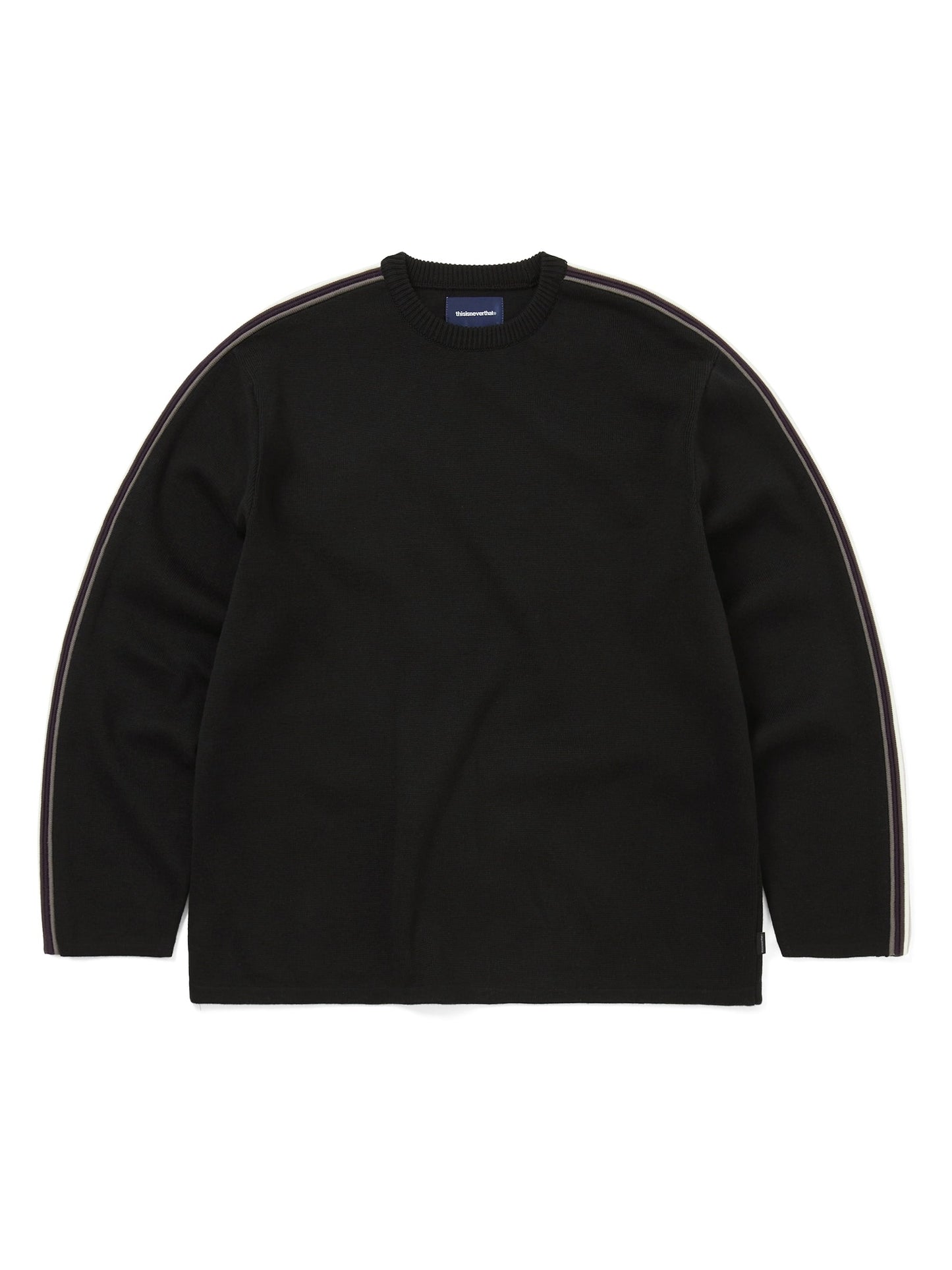 Thisisneverthat - Striped Sleeve Knit Crew - Black