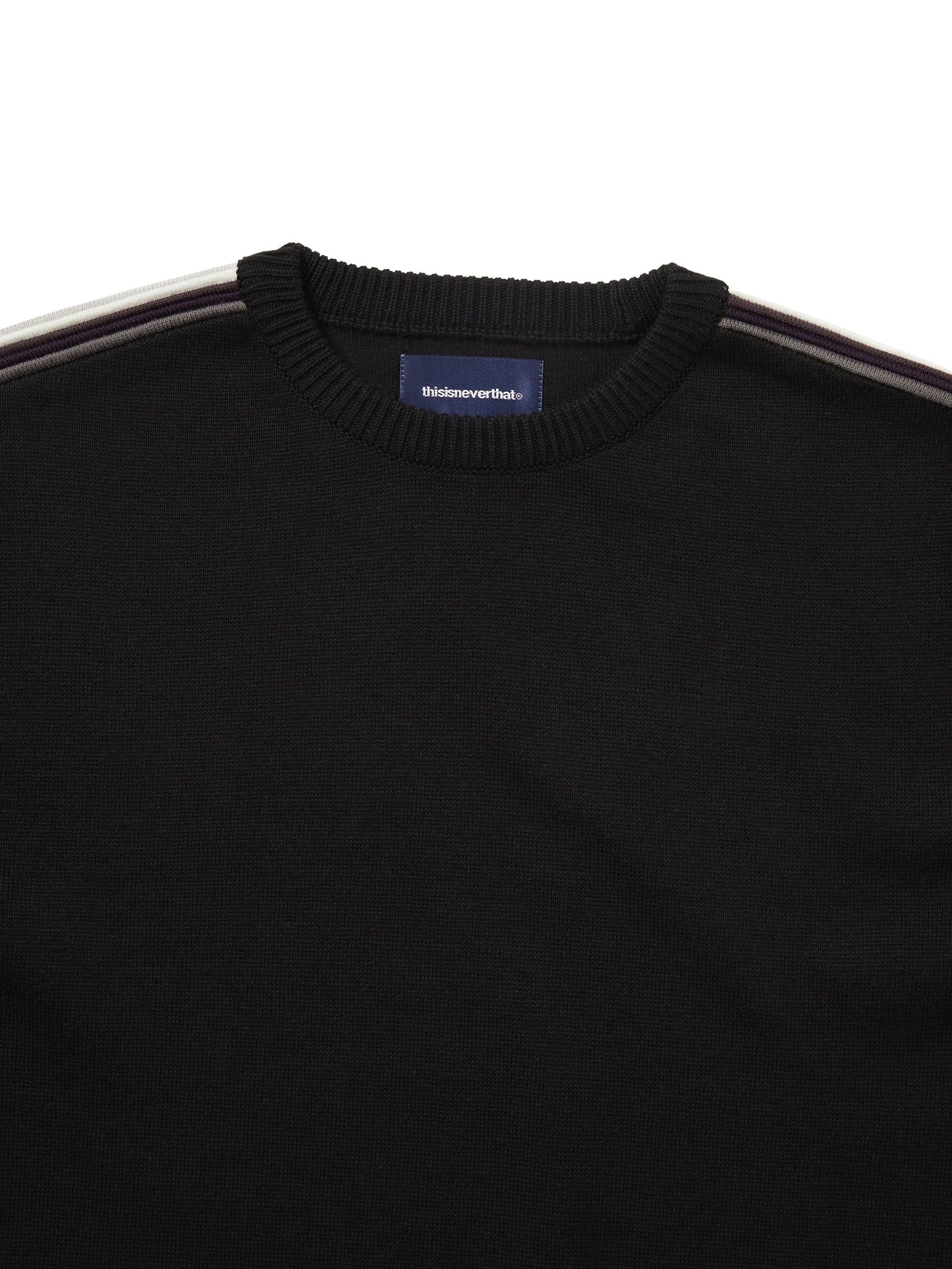 Thisisneverthat - Striped Sleeve Knit Crew - Black
