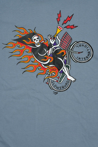 Slow Squad International - Mamachari Fire Wheelie T-Shirt - Light Blue
