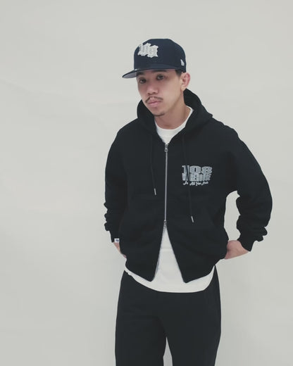 108WAREHOUSE - Cropped Zip Shop Logo Hoodie - Black